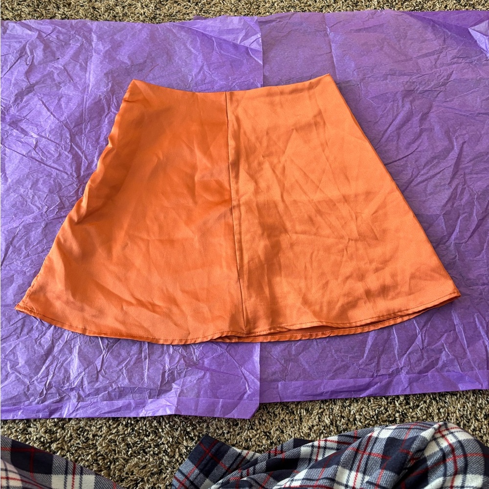 Vibrant Orange Mini A-Line Skirt for Casual Wear